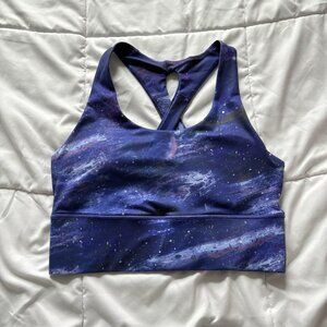 Brisas Womens Size Medium Sports Bra Racerback Galaxy Blue Stars Yoga Activewear